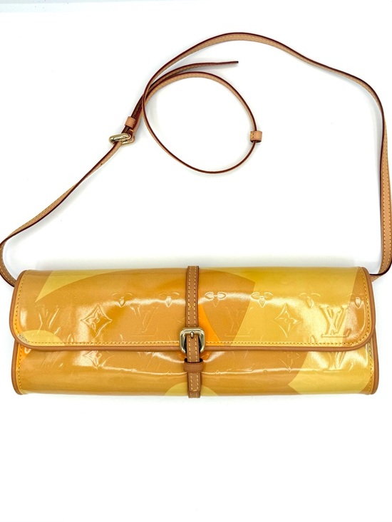 Louis Vuitton Handbags - Louis Vuitton Yellow Patent Vernis Fleurs Monogram Clutch Shoulder Bag